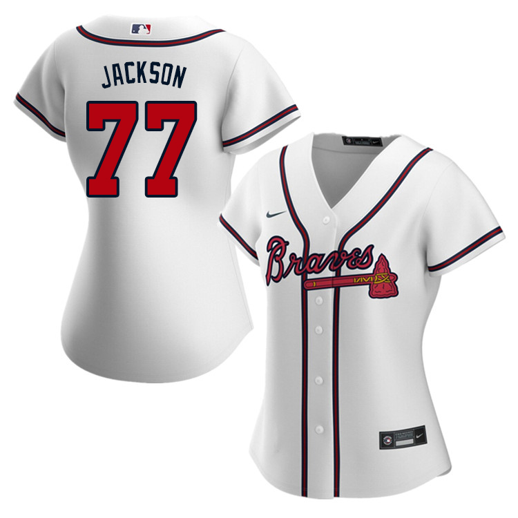 Nike Women #77 Luke Jackson Atlanta Braves Baseball Jerseys Sale-White